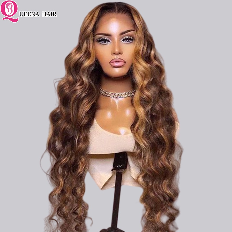 Body Wave Lace Front Wig Brazilian Ombre Colored Human Hair Wigs For Women Highlight 30 Inch 2996