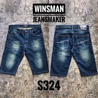 Winsman Shorts กางเกงขาสั้นยีนส์ชายสีบลูฟอกสนิมทรงสลิมผ้ายืด ทรงสวย สวมใส่สบายไซส์28-42