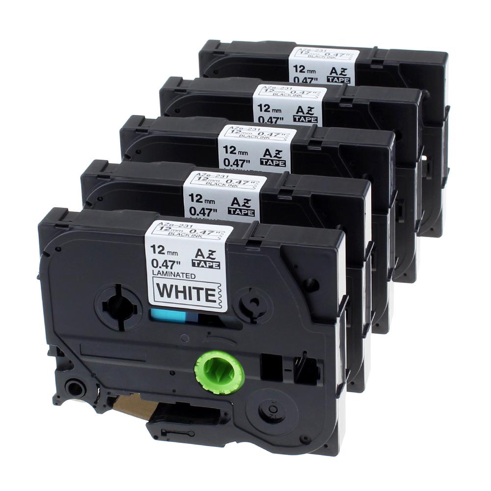 5 แพ็ค Tze-231 TZ 231 P เทปกาวผู้ผลิตฉลากควบคุม เข้ากันได้กับ TZ-231 TZ 231 ซ้อนสีขาวกับ PT-DPT-DPT 