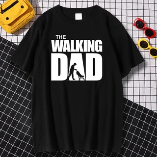 เสื้อยืดโอเวอร์ไซส์Gildan เสื้อยืดผ้าฝ้าย 100% พิมพ์ลาย The Walking Dad FATHERS DAY สีพื้น เข้ากับทุกการแต่งกาย แฟชั่น ส