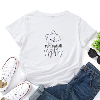 GILDAN Pomeranian MOM เสื้อยืด ผ้าฝ้าย พิมพ์ลายตัวอักษร วาฟเฟิล ฮาราจูกุ ของขวัญวันเกิด สําหรับผู้ชาย และผู้หญิง 1 ชิ้น