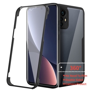 3 in 1 เคสโทรศัพท์อะคริลิคแข็ง แบบใส กันกระแทก 360 องศา สําหรับ OPPO Reno 5Z 6Z 5 Lite 4Z 7 Find X5 Lite X5 Pro