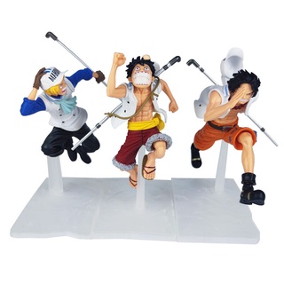 ใหม่ โมเดลฟิกเกอร์ One Piece White Running Three Brothers Navy Luffy Ace Sabo ของเล่นสําหรับเด็ก