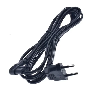 สายไฟ AC 2PIN สีดำ ยาว 3เมตร 5เมตร AC power cord C7 EU Type Angled 90 degree For samsung sony LED TV etc. 3m,5m Black