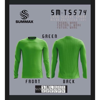 เสื้อกีฬาคอกลมสีล้วนแขนยาว Summax SM-TS574 ผ้าไมโครเนื้อลื่นแห้งเร็วใส่สบาย สีเขียว