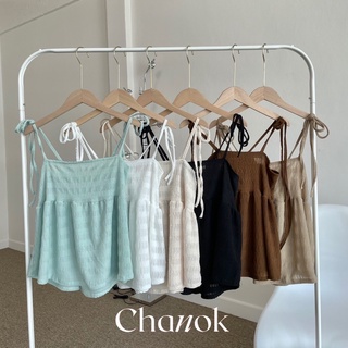 Chanok ผูกไหล่ BOW TANK  ✨เสื้อสายเดี่ยวระบายผูกไหล่✨เกาหลีเกาใจมาก ผ้าลอนคลื่นๆนุ่มใส่สบายไม่ร้อน
