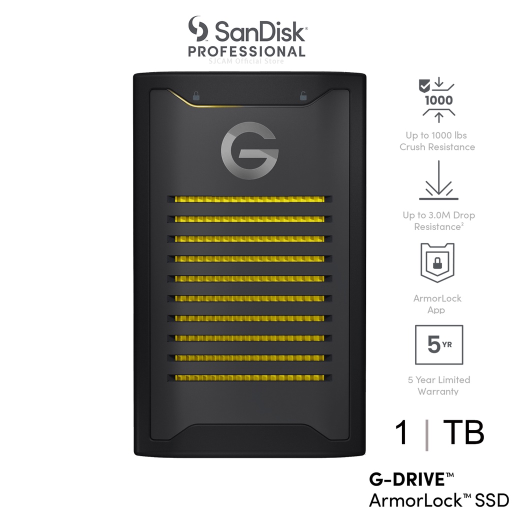 SanDisk Professional 1TB (SDPS41A-001T-SBANB) G-DRIVE ArmorLock SSD, Encrypted NVMe Solid State Driv