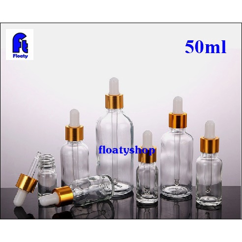 50ml ขวดแก้ว สีใส สำหรับใส่ของเหลว น้ำยา ดรอปเปอร์ น้ำมันหอมระเหย น้ำมัน เซรั่ม
