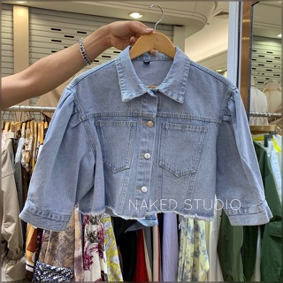 Overwhelmed Cropped Denim Blouse