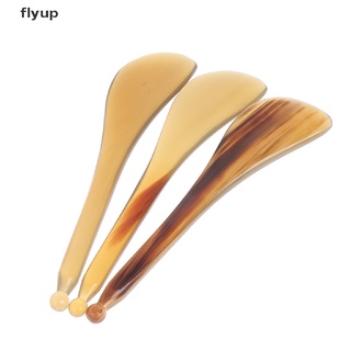 Flyup ไม้พายกัวซา เขาวัวธรรมชาติ สีขาว สําหรับนวดใบหน้า ผ่อนคลาย