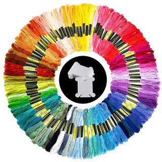 100 Skeins Embroidery Thread Random Colors Cotton Embroidery Floss with 12 Pieces Floss Bo