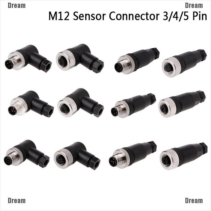 <Dream> ปลั๊กเชื่อมต่อเซนเซอร์ M12 3 4 5 Pin ตัวผู้ ตัวเมีย ตรง ขวา