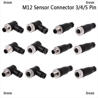 <Dream> ปลั๊กเชื่อมต่อเซนเซอร์ M12 3 4 5 Pin ตัวผู้ ตัวเมีย ตรง ขวา