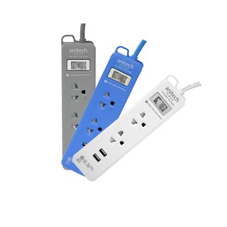 รางปลั๊กไฟ ปลั๊กพ่วง 2 เต้ารับ 2USB สายไฟยาว 2 เมตร Anitech H222 มอก. 2 ช่อง 2 USB