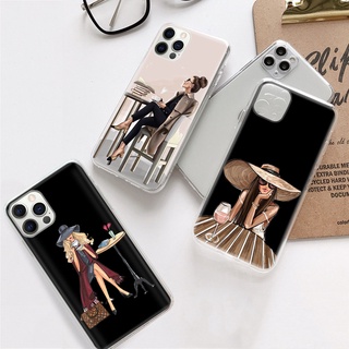 เคสโทรศัพท์มือถือแบบนิ่ม ใส ลายผู้หญิงกาแฟ DV-51 สําหรับ OPPO Find x5 pro A17k A77S A78 Reno 8t 8