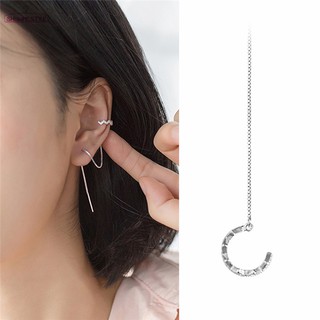 SH 1PC Fashion Sweet Personalized Zircon Long Ear Line Wave Lace Ear Clip Jewelry Gift for Women