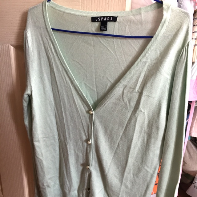 คาดิแกน สีเขียวมิ้นอ่อนๆ brand ESPADA แบรนด์เนมมือ2ของแท้สภาพดี ราคาถูก ไม่มีตำหนิ มีขลุยตรงข้อมือรั