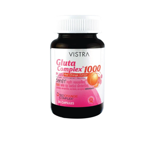 Vistra Gluta complex 1000 mg. Plus Red Orange Extract วิสทร้า กลูต้า คอมเพล็กซ์ 1000 พลัส ออเร้น เอ็กซ์แทร็คซ์ 30 เม็ด
