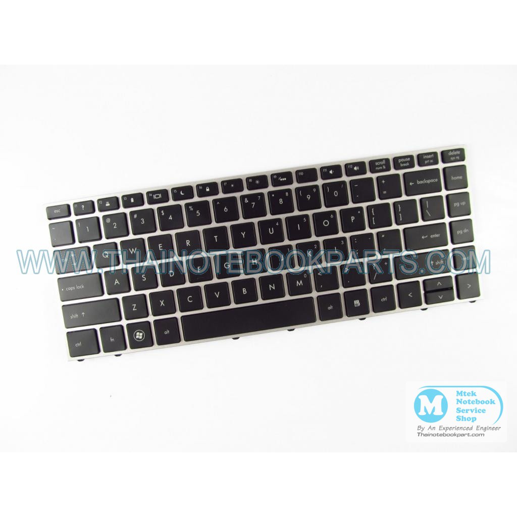 คีย์บอร์ดโน๊ตบุ๊ค Notebook Keyboard Hp Probook 5330 5330M Silver Frame Black Backlit Ru Aef11700010 