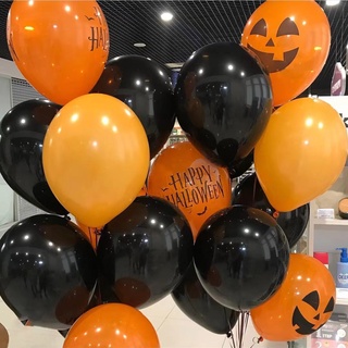 ลูกโป่งยาง ฮีเลียม ลาย Happy Halloween สีดํา ส้ม แดง เขียว สําหรับตกแต่งปาร์ตี้ฮาโลวีน 18 ชิ้น