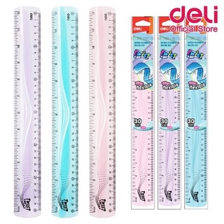 Deli H21 Ruler ไม้บรรทัดงอได้ PVC ยาว 20 และ 30 cm  สีพาสเทล น่ารักมากก