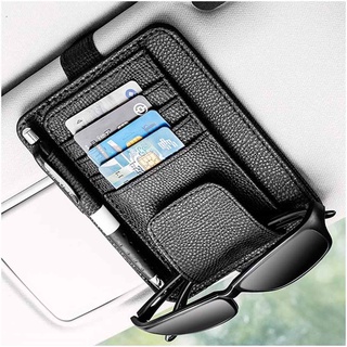 Car Sun Visor Sunglasses Holder Multifunction PU Card Package Glasses Storage Pen Organizer Car Hanging Bag Auto Accessories Pocket