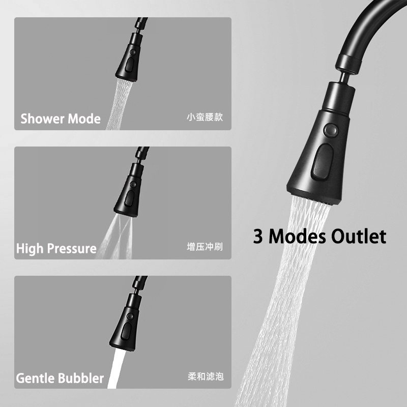 ก๊อกน้ําอ่างล้างจาน 3 โหมด หัวพ่นสารเคมี ป้องกันการกระเด็น บูสเตอร์ หัวฉีดกรอง พวยกาเปลี่ยน ประหยัดน้ํา 360° หมุนได้ ยืดหยุ่น เคลื่อนย้ายได้ - รูปที่ 2