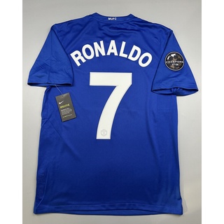 เสื้อบอล ย้อนยุค แมนยู 2008 เยือนสาม Retro Manchester United Third พร้อมเบอร์ชื่อ 7 RONALDO อาร์มแชมเปี้ยนลีค เรโทร