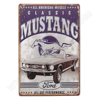 ป้ายสังกะสีวินเทจ Classic Ford Mustang