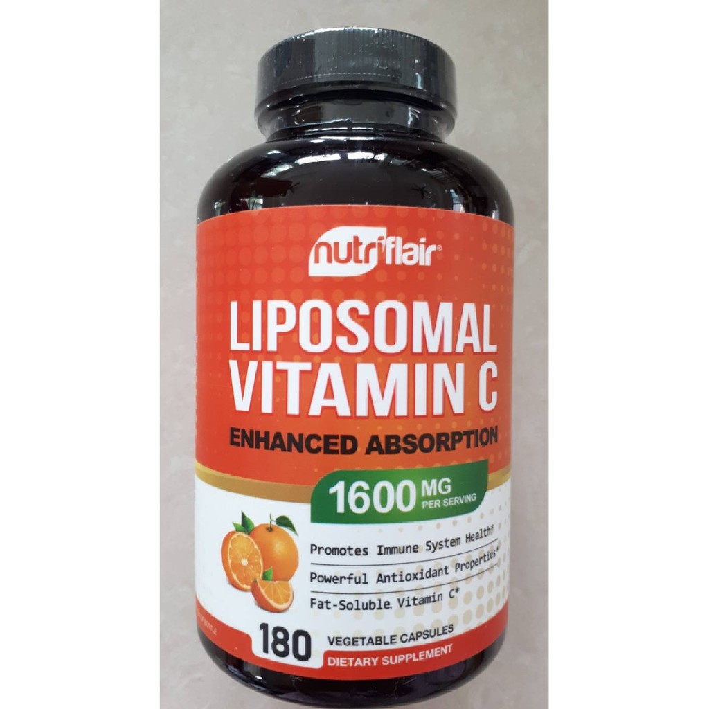 (ขวดใหญ่ สุดคุ้ม) NutriFlair Premium Liposomal Vitamin C 180 capsules