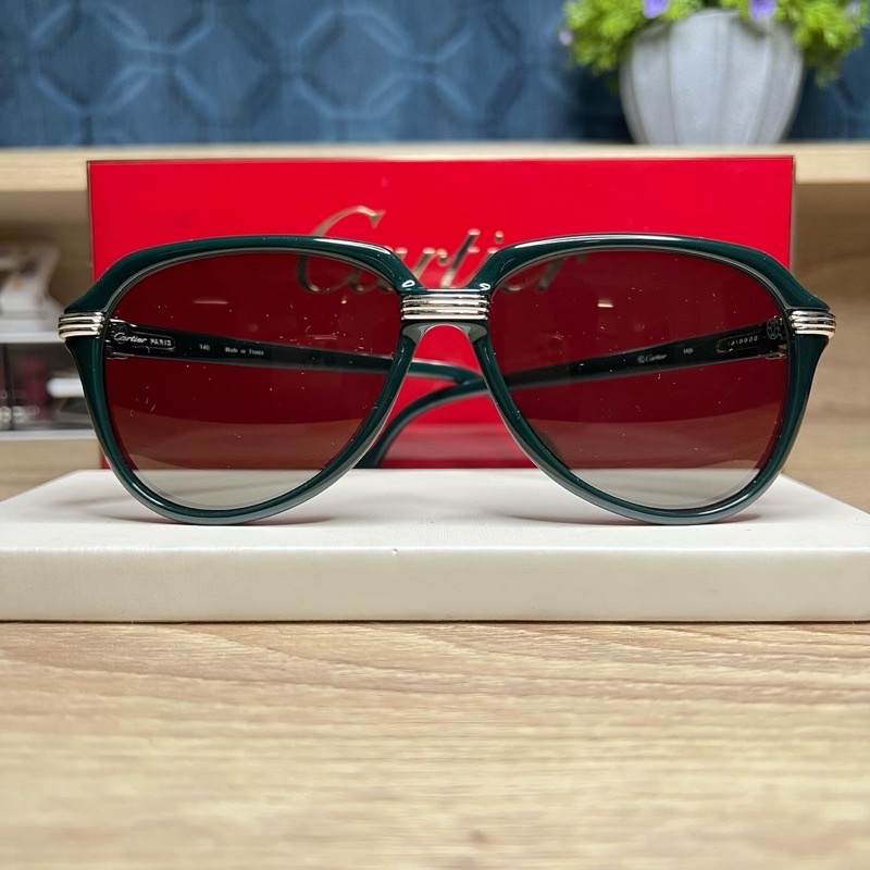 แว่น Vintage Cartier Vitesses Dark Green Sunglasses