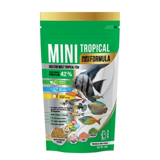 Boost MINI TROPICAL GROETH &amp; COLOR FORMULA อาหารปลาสวยงามกลุ่ม Tropical  ชนิดเม็ดจิ๋วSLOW SINKING PELLET(60กรัม)