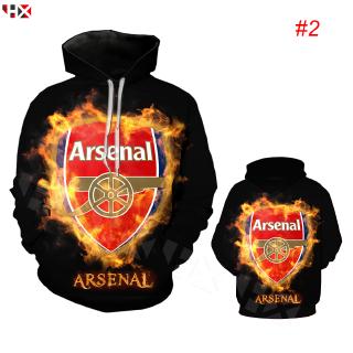 HX สโมสรฟุตบอลอาร์เซนอล Arsenal Football Club นิวเจอร์ซีย์ 3D พิมพ์ Hoodies ลำลองแขนยาวแฟชั่นเสื้อคลุมด้วยผ้า