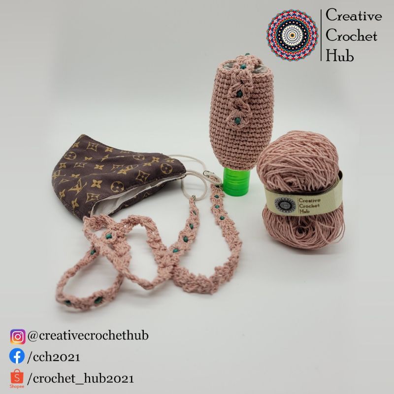 set of crochet  mask straps +hand sanitizer(dettol) cover
