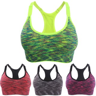 **พร้อมส่ง ชุดชั้นในออกกำลังกาย Sports Bras แบบลาย มี 5 สี เทา/ม่วง/น้ำเงิน/เขียว/ชมพู #A802