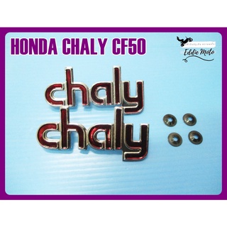 HONDA CHALY CF50 BODY EMBLEM ALUMINIUM "RED" DECAL RH&amp;LH  // โลโก้ติดตัวถัง HONDA CHALY สีแดง ซ้าย-ขวา สินค้าคุณภาพดี