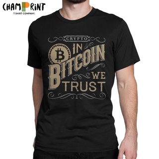 ถูกสุดๆเสื้อยืดคอกลม แขนสั้น ผ้าฝ้าย พิมพ์ลาย In Bitcoin We Trust Cryptocurrency สไตล์วินเทจ แฟชั่นฤดูร้อน สําหรับผู้ชาย