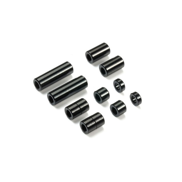 Tamiya 95481 Aluminum Spacer Set (12/6.7/6/3/1.5mm, 2 Pcs. Each) (Black)
