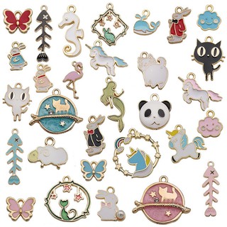 Charms จี้อัลลอย รูปสัตว์ สําหรับทําเครื่องประดับ สร้อยข้อมือ 10 ชิ้น