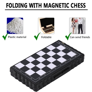 ⭐SHOW⭐หมากรุกสากลแม่เหล็ก Black&amp;White Magnetic Chess