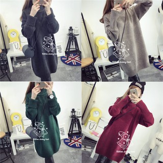 เสื้อไหมพรมคอกลมตัวยาวผสมขนวูล รุ่นJewelryปิดสะโพก ใส่เป็นเดรสได้ ผ้าหนาใส่แล่้วอุ่นมาก มีภาพสินค้าจริงในโพสงดถ่ายเพิ่ม