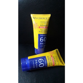 ครีมกันแดด มายช้อยส์ Mychoice  Sun Block Face &amp; Body Lotion กันแดด SPF60 บำรุงผิวกาย