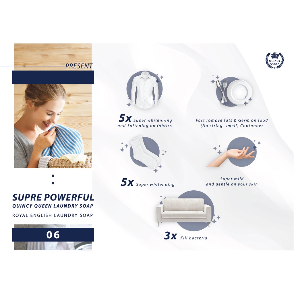 สบู่ขจัดคราบ ควินซี่ ควีน QUINCY QUEEN Soap (200g.) สบู่ซักผ้าขาว ฟองเยอะ สะดวกกว่าน้ำยาซักผ้า/ผงซักฟอก ถนอมมือ สบู่ก้อน - รูปที่ 2