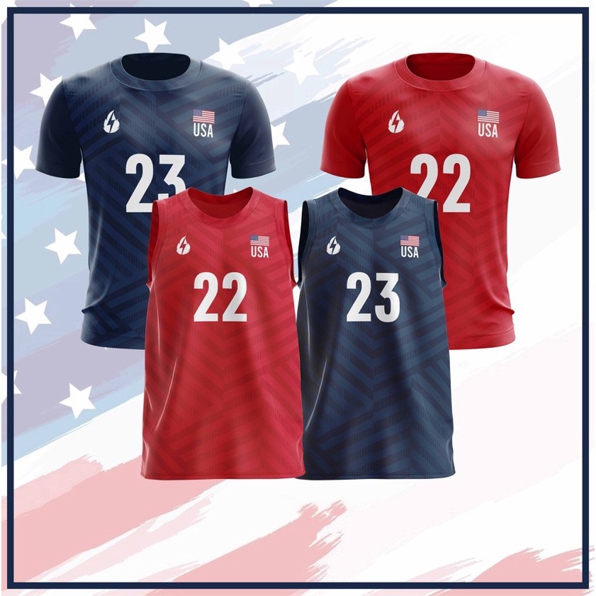 ใหม่ เสื้อวอลเลย์บอลทีมชาติสหรัฐอเมริกาที่ปรับแต่งได้ (สมบูรณ์) การแข่งขันกีฬาโอลิมปิกปี 2021