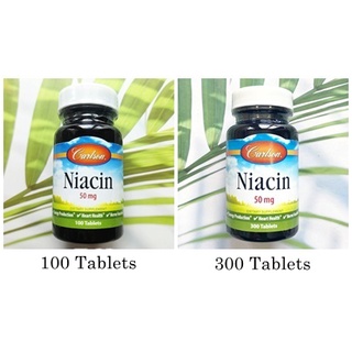 (Carlson Labs®) Niacin 50 mg 100 or 300 Tablets  วิตามินบี 3  B3 B-3 ไนอะซิน เส้นประสาท เผาผลาญไขมัน ระบบหัวใจ