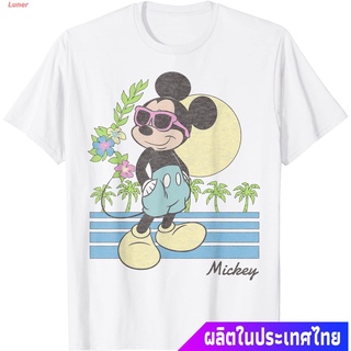 เสื้อยืดพิมพ์ลายprintingเสื้อยืดลำลอง Disney Mickey And Friends Mickey Retro Beach T-Shirt Popular T-shirtsS-4XL