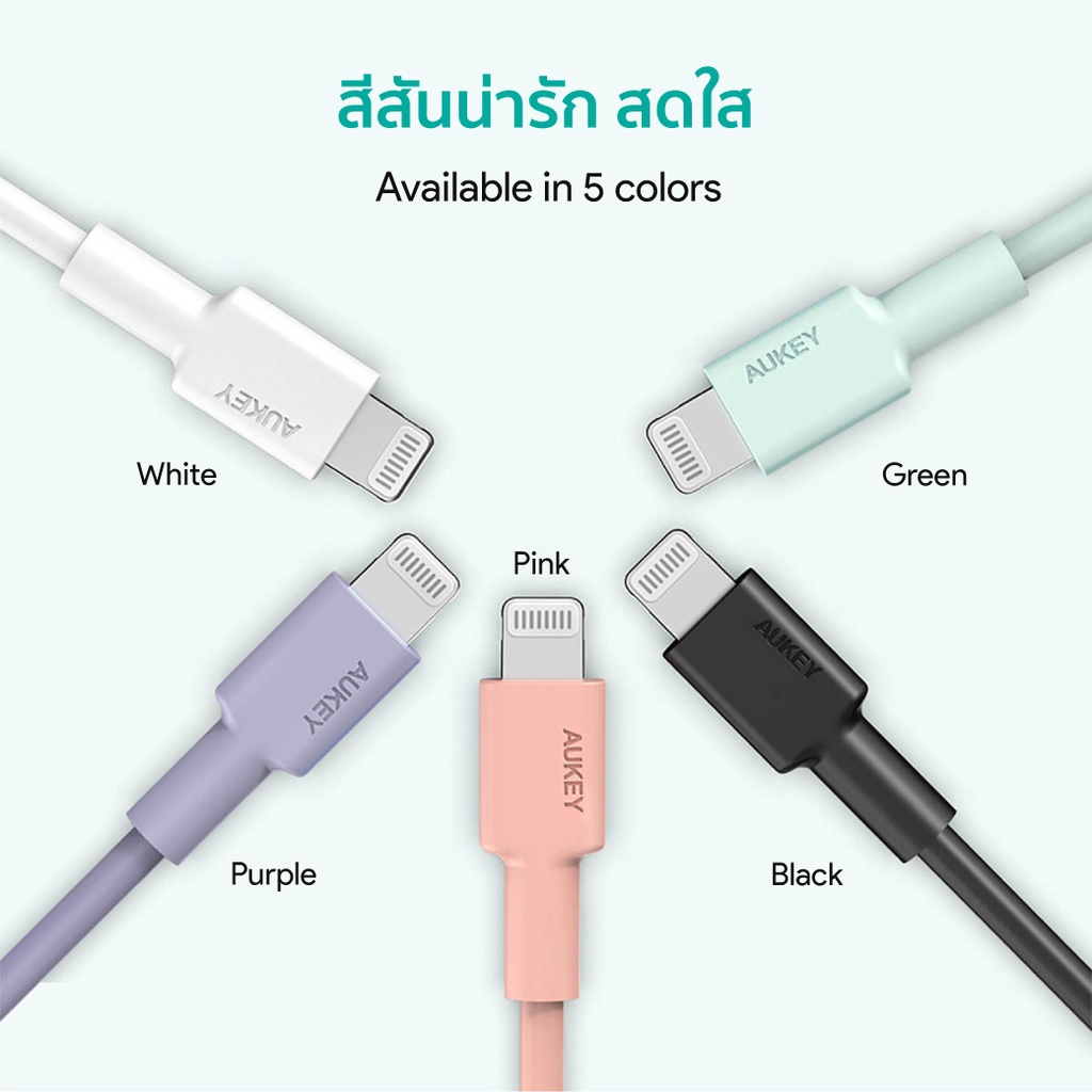 AUKEY สายชาร์จเร็วไอโฟน 8-14 Series USB-C to Lightning 1.2m PD Fast Charge มาตรฐาน MFI | CB-CL13 - ภาพย่อย 3