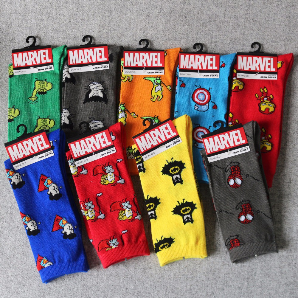 Comics Hero ถุงเท้าทั่วไปการ์ตูน Iron Man กัปตันอเมริกาเข่า-สูงเย็บอุ่นรูปแบบ Antiskid Casual Sock