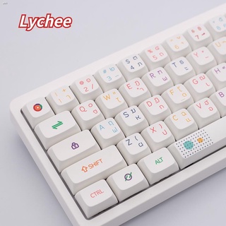 ชุดปุ่มกดคีย์บอร์ด ธีมนีออน Lychee Neon Thai 68 84 96 100 คีย์ 64 71 87 xda height pbt keycaps 127keys keycap