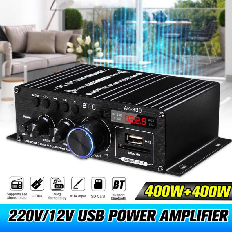 AK380/AK370 Mini HIFI Power Amplifier บลูทูธ 5.0 Home คาราโอเกะระบบ USB/SD/AUX อินพุต 2 ช่องสเตอริโอ